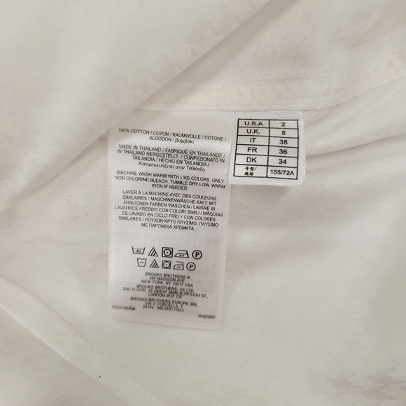Brooks Brothers White Bow Collar Button-Down Shirt Women's Size 2 - Picture 4 of 7